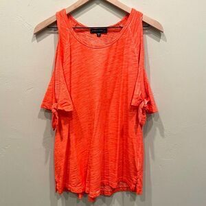 Sanctuary Lou Lou Bright Orange/Pink Cold Shoulder Top - Size: Small